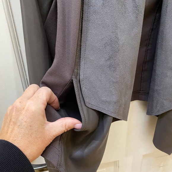 KUT from Kloth,  Gray faux leather drape front jacket - Picture 6 of 10